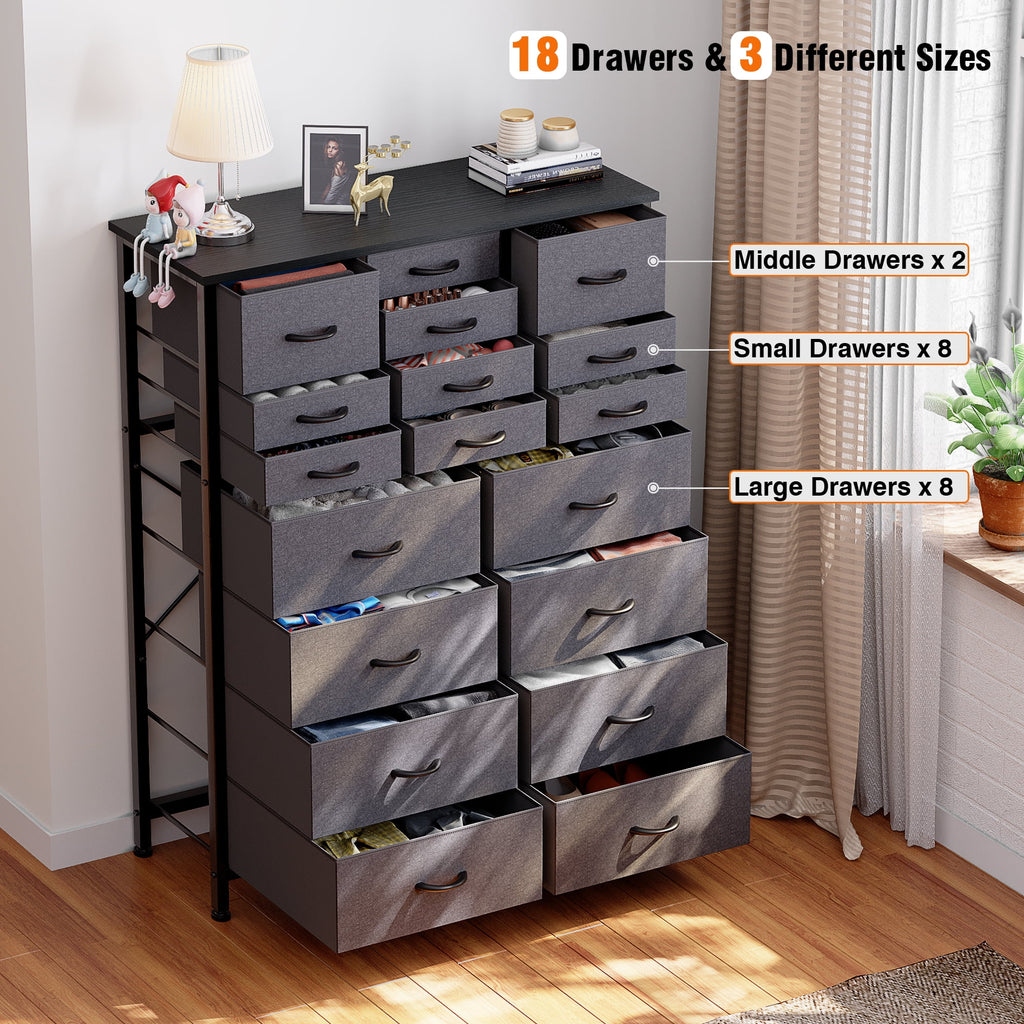 Rustic Brown 18 Drawer Fabric Dresser F407