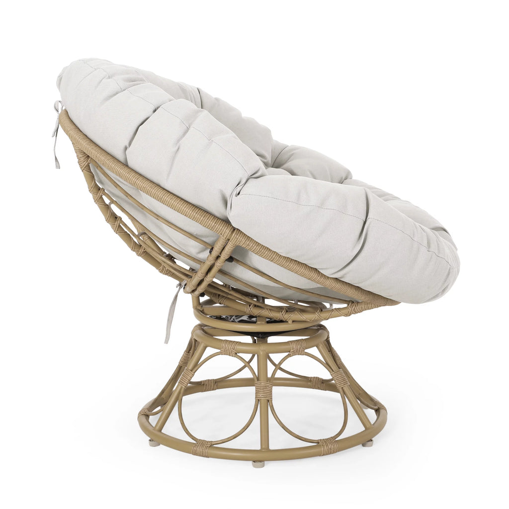 Papasan Swivel Chair Cushion Light Brown and Beige G8451