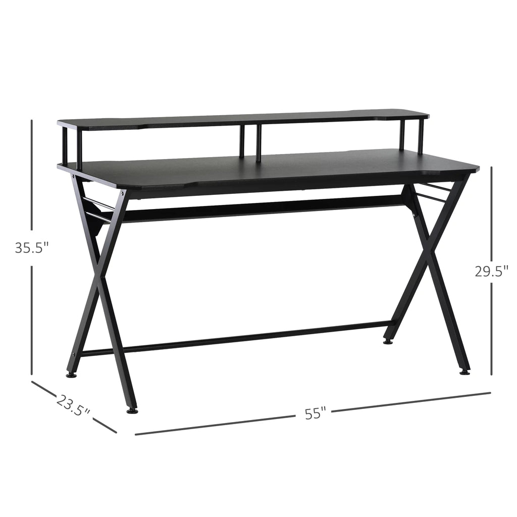 55 inch Black Gaming Desk with Monitor Stand A15651