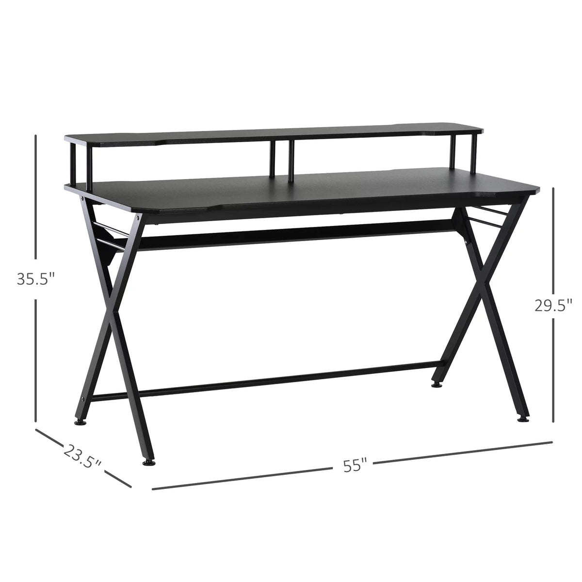 55 inch Black Gaming Desk with Monitor Stand A15651