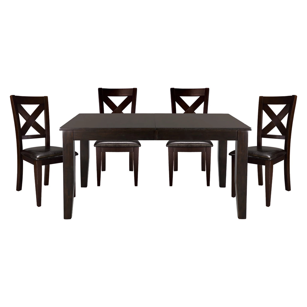 5pc Dining Room Table and 4 Side Chairs Merlot Finish C849356