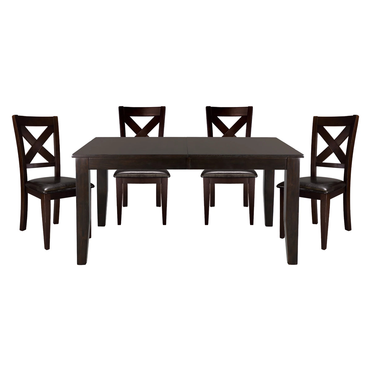5pc Dining Room Table and 4 Side Chairs Merlot Finish C849356